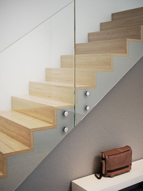 Stufen für Betontreppen mit Glasgeländer